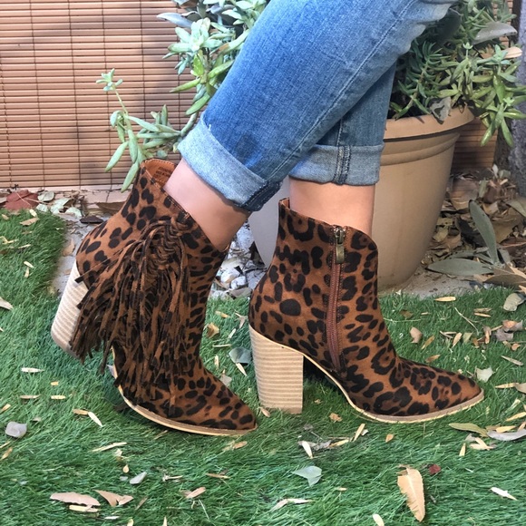 Faux Suede Leopard Print Ankle Boots - Picture 5 of 8